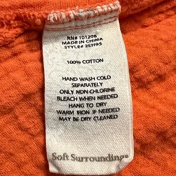 Soft Surroundings Vibrant Orange Button-Down Shirt L - Picture 6 of 6